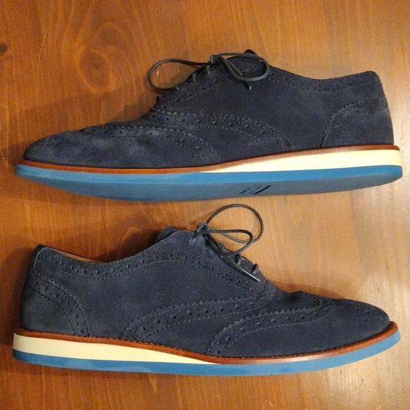 Polo Ralph Lauren "Johnsly' Blue Suede Brogue Wingtip Oxfords, Size 9.5 D - Picture 5 of 10